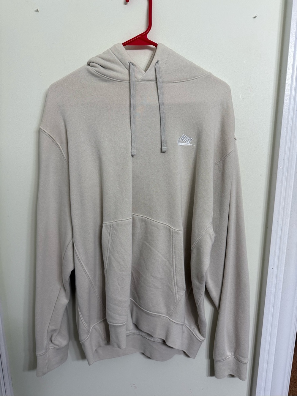Nike Men's Hooded Pullover Sweatshirt - Beige (Large)